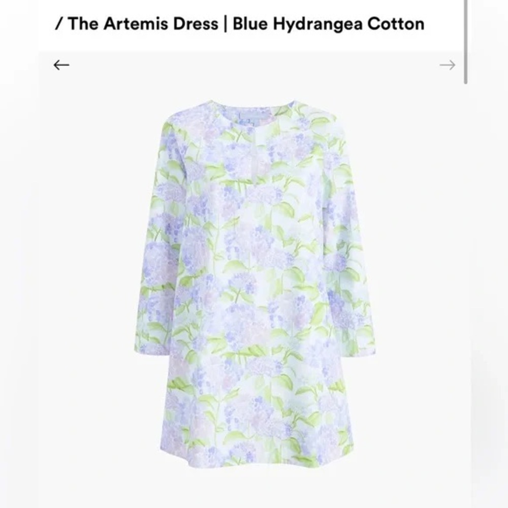 NWT The Artemis Dress in Blue Hydrangea Cotton XS